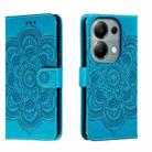 For Xiaomi Redmi Note 13 Pro 4G Sun Mandala Embossing Pattern Phone Leather Case(Blue) - 1