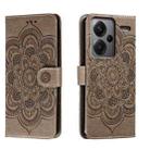 For Xiaomi Redmi Note 13 Pro+ Sun Mandala Embossing Pattern Phone Leather Case(Grey) - 1