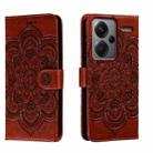 For Xiaomi Redmi Note 13 Pro+ Sun Mandala Embossing Pattern Phone Leather Case(Brown) - 1