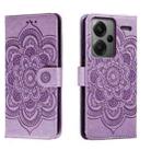 For Xiaomi Redmi Note 13 Pro+ Sun Mandala Embossing Pattern Phone Leather Case(Purple) - 1