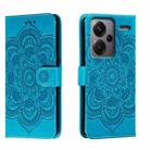 For Xiaomi Redmi Note 13 Pro+ Sun Mandala Embossing Pattern Phone Leather Case(Blue) - 1