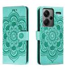 For Xiaomi Redmi Note 13 Pro+ Sun Mandala Embossing Pattern Phone Leather Case(Green) - 1