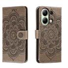 For Xiaomi Redmi Note 13 4G Sun Mandala Embossing Pattern Phone Leather Case(Grey) - 1