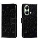 For Xiaomi Redmi Note 13 4G Sun Mandala Embossing Pattern Phone Leather Case(Black) - 1