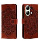 For Xiaomi Redmi Note 13 4G Sun Mandala Embossing Pattern Phone Leather Case(Brown) - 1