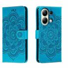 For Xiaomi Redmi Note 13 4G Sun Mandala Embossing Pattern Phone Leather Case(Blue) - 1