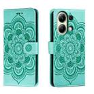 For Xiaomi Redmi Note 13 4G Sun Mandala Embossing Pattern Phone Leather Case(Green) - 1