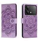 For Xiaomi Redmi Note 13R Pro Sun Mandala Embossing Pattern Phone Leather Case(Purple) - 1