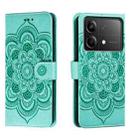 For Xiaomi Redmi Note 13R Pro Sun Mandala Embossing Pattern Phone Leather Case(Green) - 1
