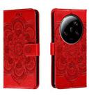 For Xiaomi 13 Ultra Sun Mandala Embossing Pattern Phone Leather Case(Red) - 1