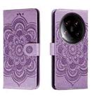 For Xiaomi 14 Ultra Sun Mandala Embossing Pattern Phone Leather Case(Purple) - 1