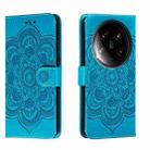 For Xiaomi 14 Ultra Sun Mandala Embossing Pattern Phone Leather Case(Blue) - 1