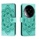 For Xiaomi 14 Ultra Sun Mandala Embossing Pattern Phone Leather Case(Green) - 1