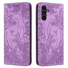 For Samsung Galaxy S24 5G Retro Elephant Embossed Leather Phone Case(Purple) - 1