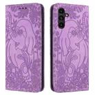 For Samsung Galaxy S24+ 5G Retro Elephant Embossed Leather Phone Case(Purple) - 1