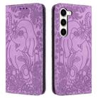 For Samsung Galaxy S23 5G Retro Elephant Embossed Leather Phone Case(Purple) - 1