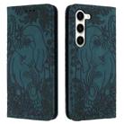 For Samsung Galaxy S23 5G Retro Elephant Embossed Leather Phone Case(Green) - 1