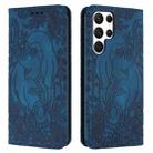 For Samsung Galaxy S23 Ultra 5G Retro Elephant Embossed Leather Phone Case(Blue) - 1