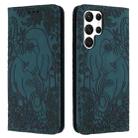 For Samsung Galaxy S23 Ultra 5G Retro Elephant Embossed Leather Phone Case(Green) - 1