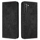 For Samsung Galaxy S22 5G Retro Elephant Embossed Leather Phone Case(Black) - 1