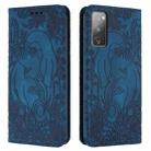 For Samsung Galaxy S20 FE 5G Retro Elephant Embossed Leather Phone Case(Blue) - 1