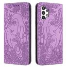 For Samsung Galaxy A32 5G Retro Elephant Embossed Leather Phone Case(Purple) - 1