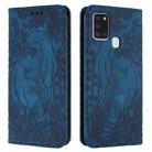 For Samsung Galaxy A21s Retro Elephant Embossed Leather Phone Case(Blue) - 1