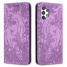 For Samsung Galaxy A13 4G / 5G Retro Elephant Embossed Leather Phone Case(Purple) - 1