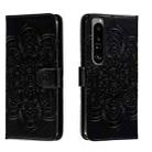 For Sony Xperia 1 III Sun Mandala Embossing Pattern Phone Leather Case(Black) - 1