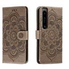 For Sony Xperia 1 IV Sun Mandala Embossing Pattern Phone Leather Case(Grey) - 1