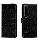 For Sony Xperia 1 IV Sun Mandala Embossing Pattern Phone Leather Case(Black) - 1