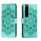 For Sony Xperia 1 IV Sun Mandala Embossing Pattern Phone Leather Case(Green) - 1