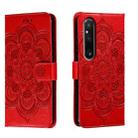 For Sony Xperia 1 V Sun Mandala Embossing Pattern Phone Leather Case(Red) - 1