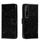 For Sony Xperia 1 V Sun Mandala Embossing Pattern Phone Leather Case(Black) - 1