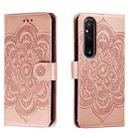 For Sony Xperia 1 V Sun Mandala Embossing Pattern Phone Leather Case(Rose Gold) - 1