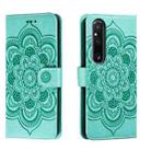 For Sony Xperia 1 V Sun Mandala Embossing Pattern Phone Leather Case(Green) - 1