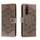 For Sony Xperia 5 Sun Mandala Embossing Pattern Phone Leather Case(Grey) - 1
