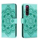 For Sony Xperia 5 Sun Mandala Embossing Pattern Phone Leather Case(Green) - 1