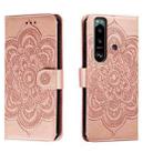 For Sony Xperia 5 III Sun Mandala Embossing Pattern Phone Leather Case(Rose Gold) - 1