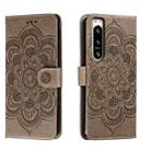 For Sony Xperia 5 IV Sun Mandala Embossing Pattern Phone Leather Case(Grey) - 1