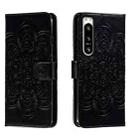 For Sony Xperia 5 IV Sun Mandala Embossing Pattern Phone Leather Case(Black) - 1