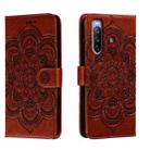 For Sony Xperia 10 III Sun Mandala Embossing Pattern Phone Leather Case(Brown) - 1