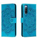 For Sony Xperia 10 III Sun Mandala Embossing Pattern Phone Leather Case(Blue) - 1