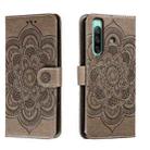 For Sony Xperia 10 IV Sun Mandala Embossing Pattern Phone Leather Case(Grey) - 1
