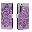 For Sony Xperia 10 V Sun Mandala Embossing Pattern Phone Leather Case(Purple) - 1