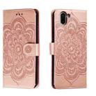 For Sharp Aquos R2 Sun Mandala Embossing Pattern Phone Leather Case(Rose Gold) - 1