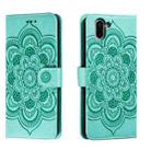 For Sharp Aquos R2 Sun Mandala Embossing Pattern Phone Leather Case(Green) - 1