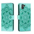 For Sharp Aquos R3 Sun Mandala Embossing Pattern Phone Leather Case(Green) - 1