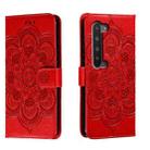 For Sharp Aquos R5G Sun Mandala Embossing Pattern Phone Leather Case(Red) - 1