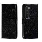 For Sharp Aquos R5G Sun Mandala Embossing Pattern Phone Leather Case(Black) - 1